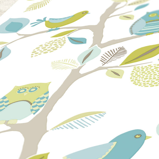 Livingwalls Pop Up Panel selbstklebend mit Tiermotiv Blau Grün Creme 2,50 m x 0,35 m