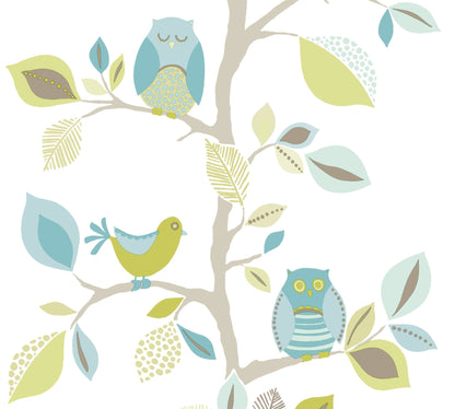 Livingwalls Pop Up Panel selbstklebend mit Tiermotiv Blau Grün Creme 2,50 m x 0,35 m