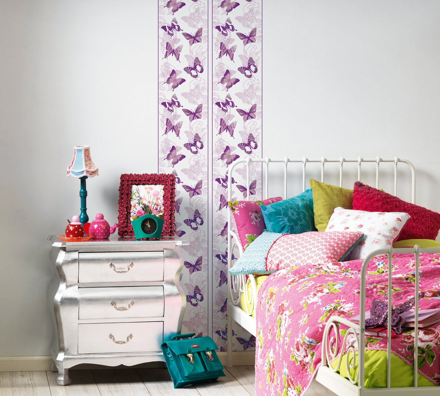 Livingwalls Pop Up Panel selbstklebend Violett Weiß 2,50 m x 0,35 m