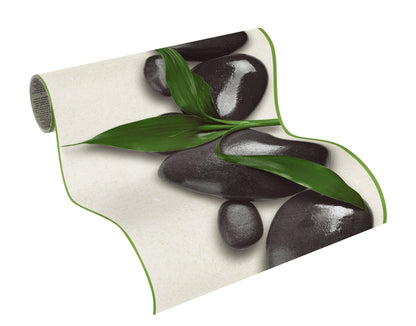 Livingwalls Pop Up Panel selbstklebend in Steinoptik Schwarz Creme Grün 2,50 m x 0,35 m