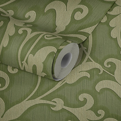 Architects Paper Tessuto Vlies-Textiltapete Grün Metallic 10,05 m x 0,53 m