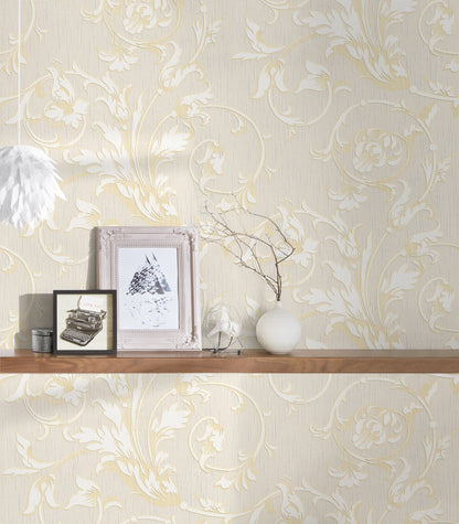 Architects Paper Tessuto Vlies-Textiltapete Creme Gold Beige 10,05 m x 0,53 m