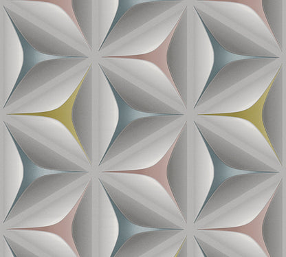 Scandinavian 2 Geometrische Vliestapete Grau Rosa Gelb 10,05 m x 0,53 m