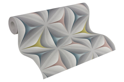 Scandinavian 2 Geometrische Vliestapete Grau Rosa Gelb 10,05 m x 0,53 m
