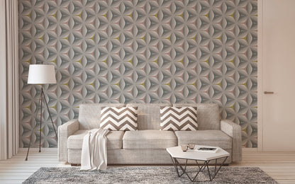 Scandinavian 2 Geometrische Vliestapete Grau Rosa Gelb 10,05 m x 0,53 m