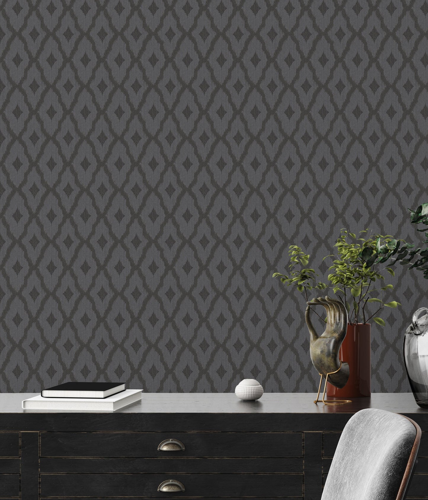 Architects Paper Tessuto 2 Vlies-Textiltapete Grau Schwarz 10,05 m x 0,53 m