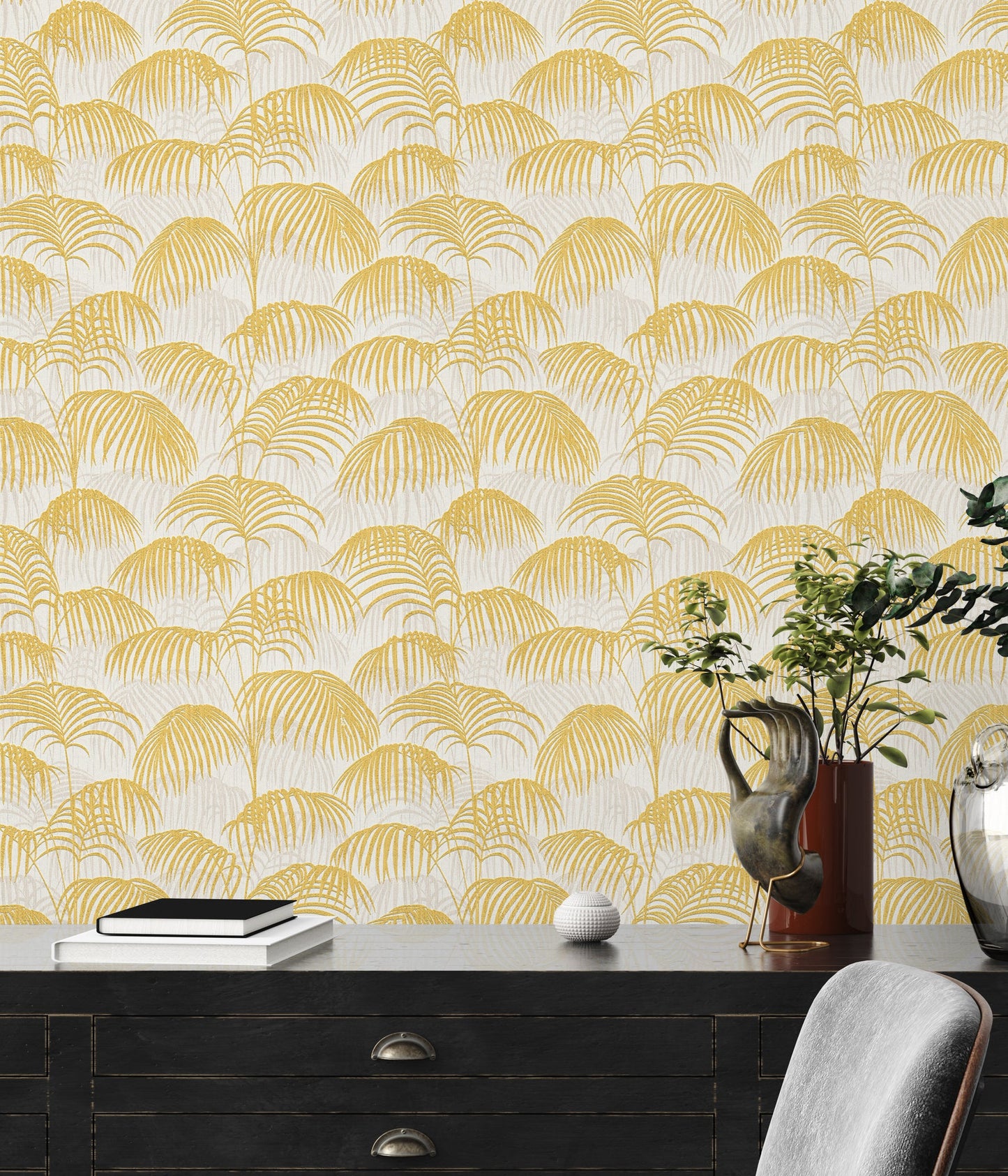 Architects Paper Tessuto 2 Dschungel Textiltapete Gold Gelb Weiß 10,05 m x 0,53 m