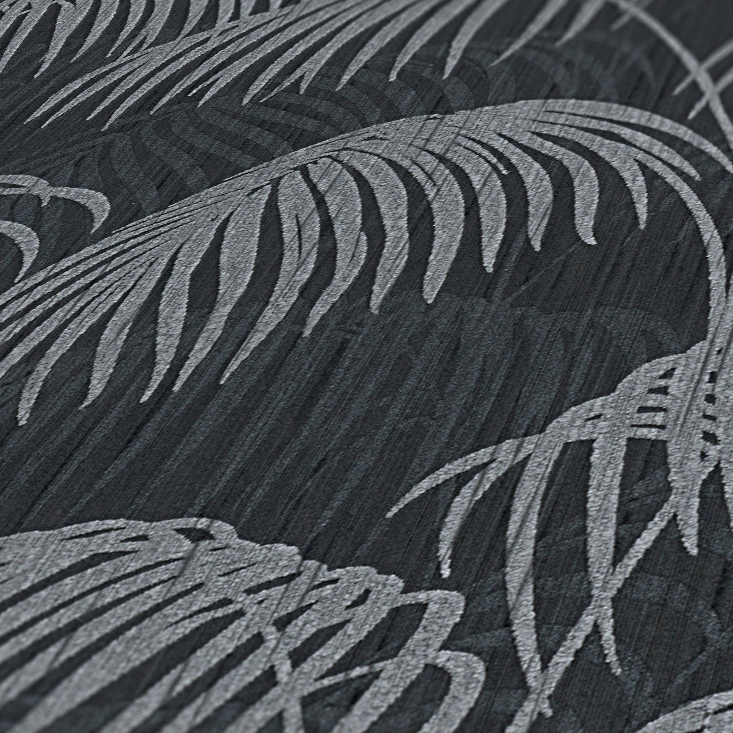 Architects Paper Tessuto 2 Dschungel Textiltapete Schwarz Grau 10,05 m x 0,53 m
