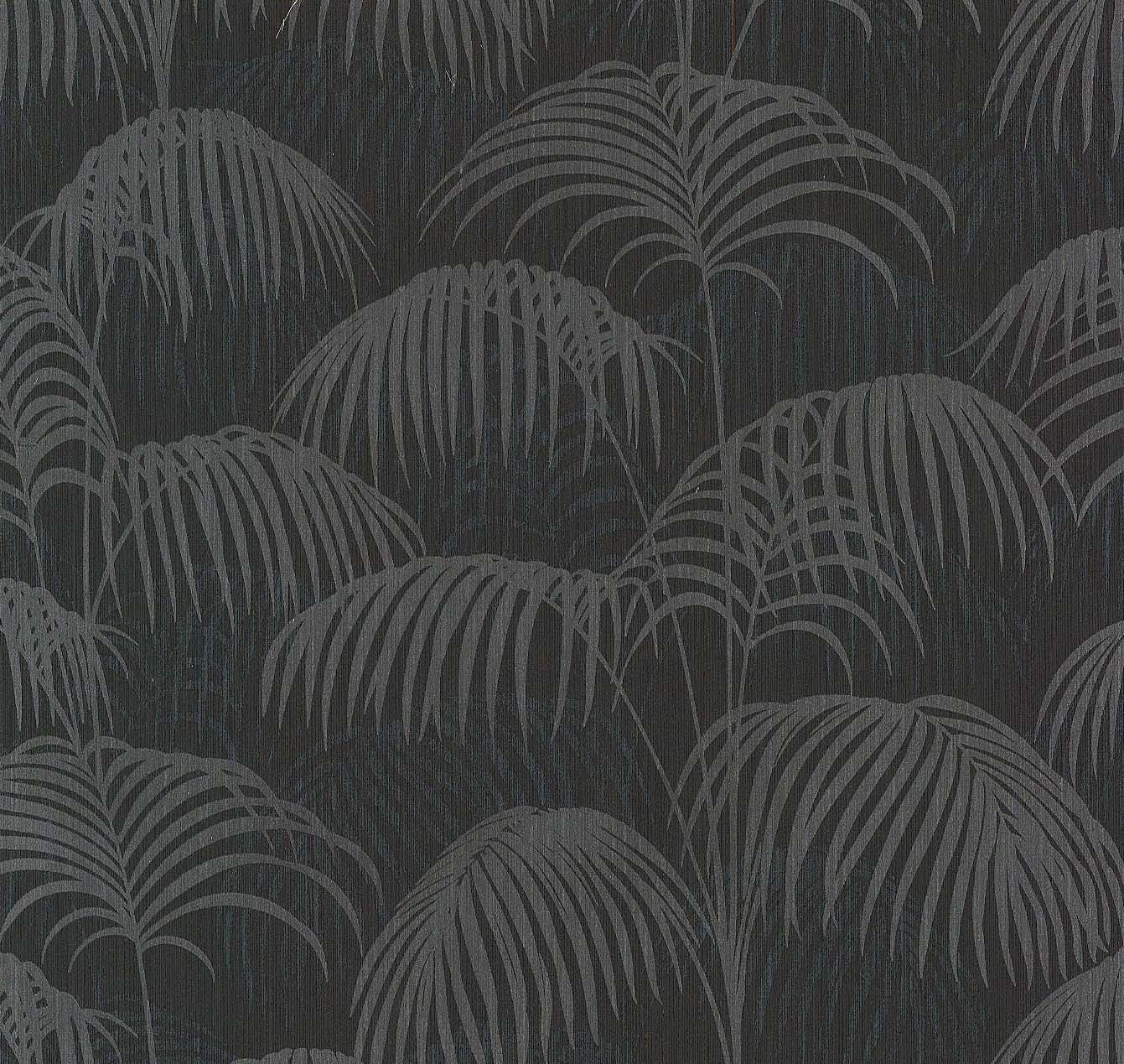 Architects Paper Tessuto 2 Dschungel Textiltapete Schwarz Grau 10,05 m x 0,53 m