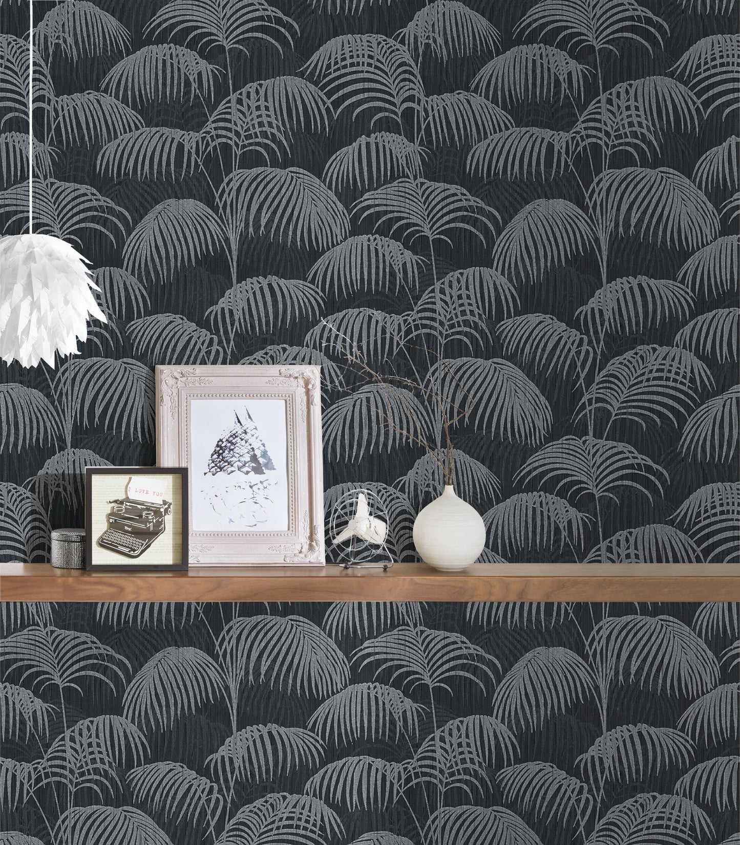 Architects Paper Tessuto 2 Dschungel Textiltapete Schwarz Grau 10,05 m x 0,53 m