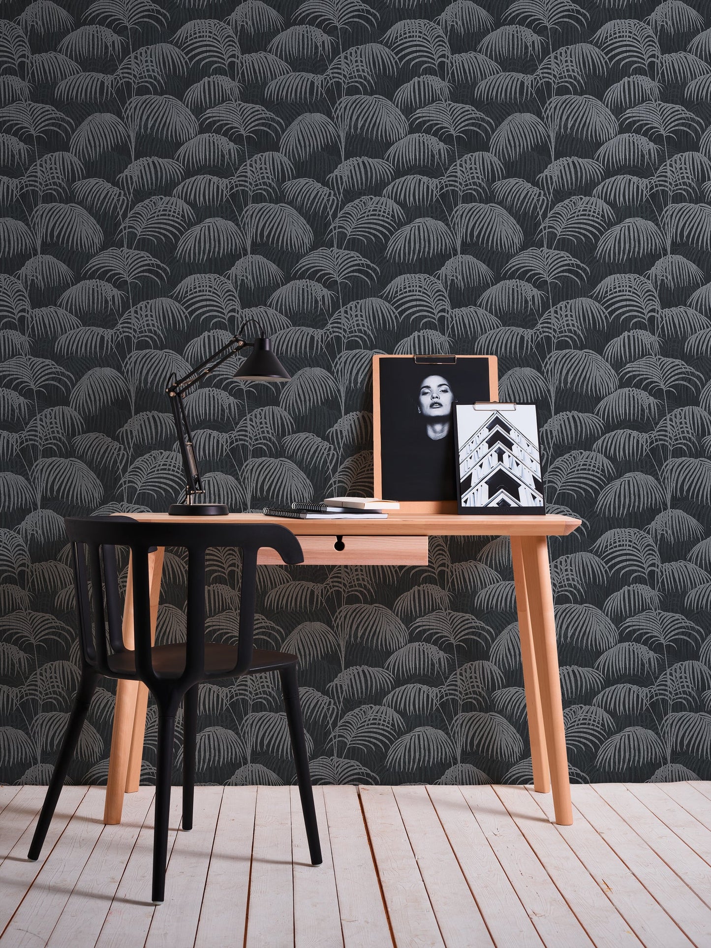 Architects Paper Tessuto 2 Dschungel Textiltapete Schwarz Grau 10,05 m x 0,53 m