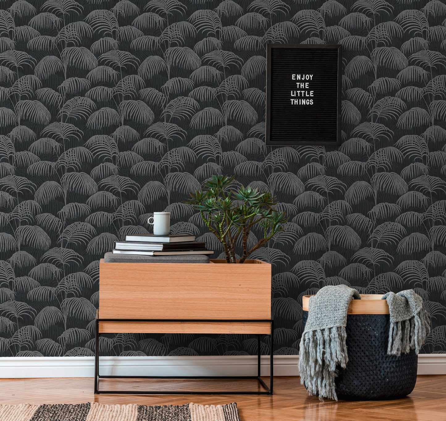 Architects Paper Tessuto 2 Dschungel Textiltapete Schwarz Grau 10,05 m x 0,53 m