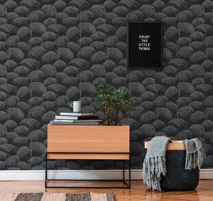 Architects Paper Tessuto 2 Dschungel Textiltapete Schwarz Grau 10,05 m x 0,53 m