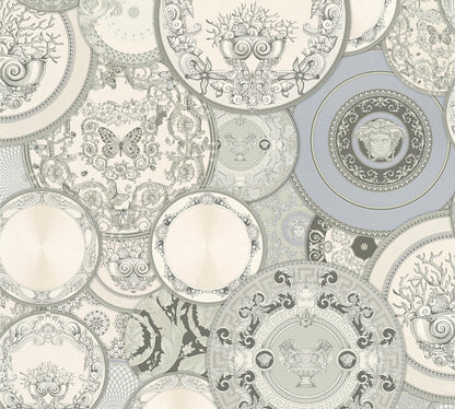 Versace Art De La Table Barock Tapete Weiß - 10,05 m x 0,70 m