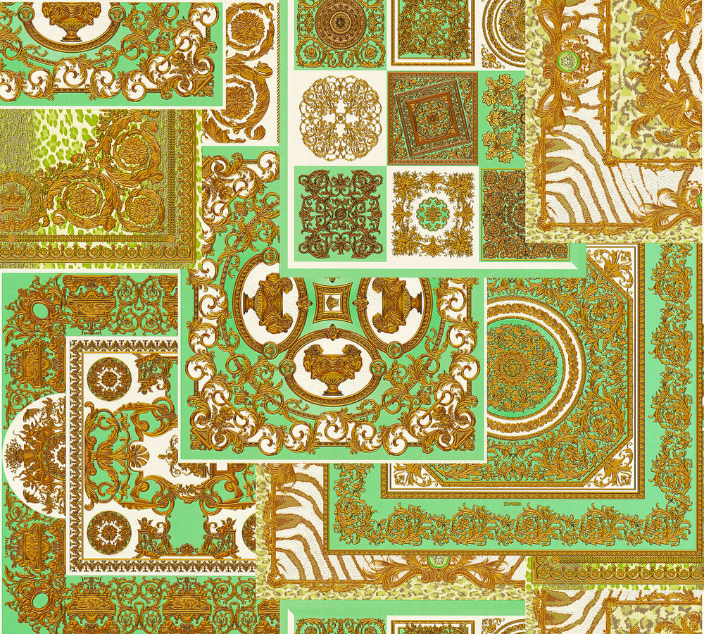 Versace Decoupage Gold Grün - 10,05 m x 0,70 m