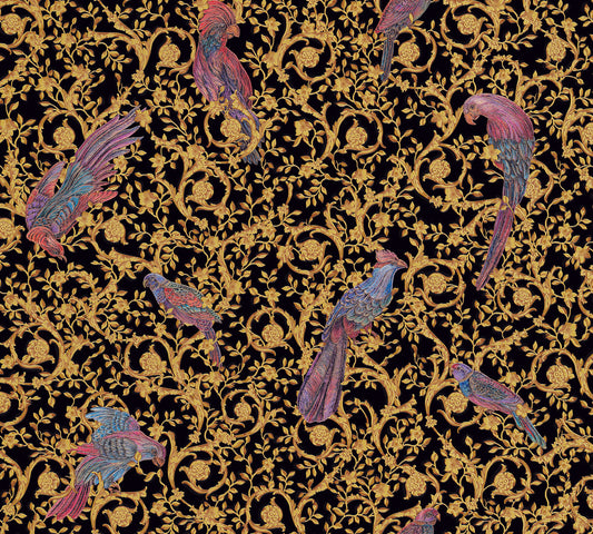 Versace Barocco Birds Gold Schwarz - 10,05 m x 0,70 m