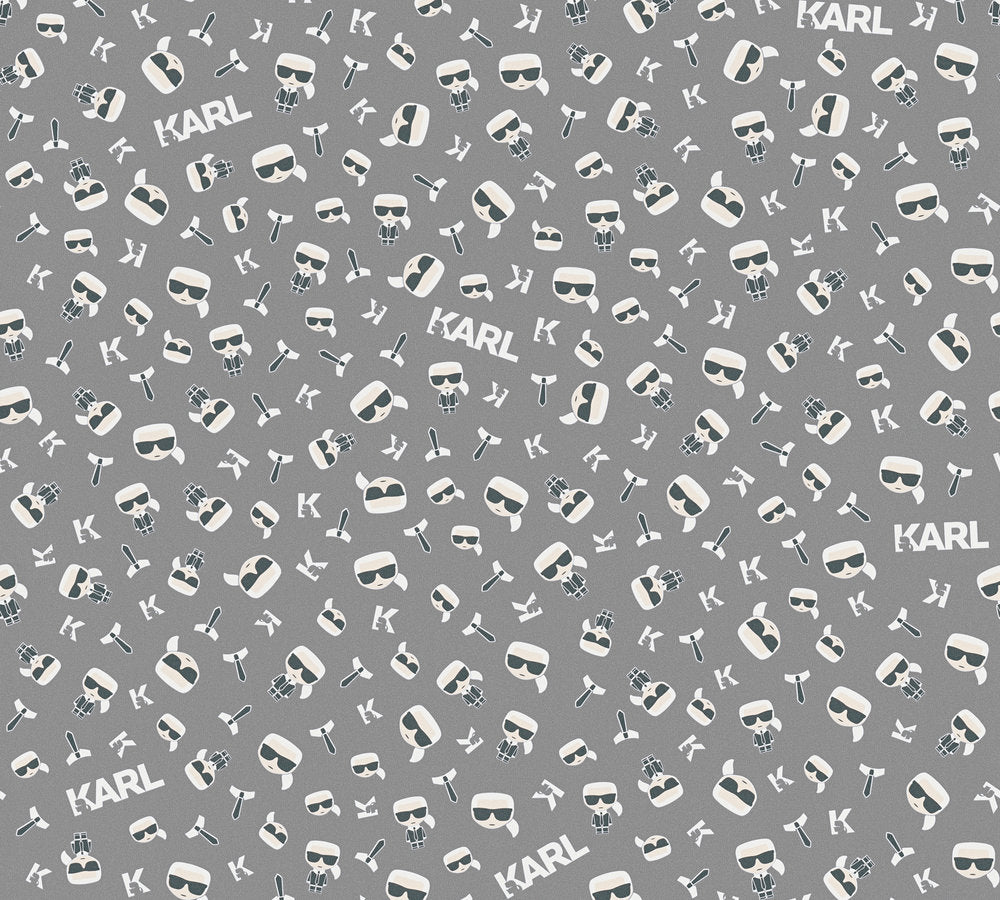 Karl Lagerfeld Ikonik Grau Weiß - 10,05 m x 0,53 m