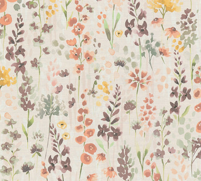 Mustertapete Wildblumen Orange Aquarell - 10,05 m x 0,53 m