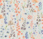 Mustertapete Wildblumen Blau-Orange Aquarell - 10,05 m x 0,53 m