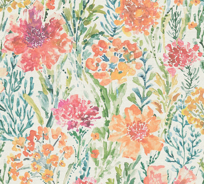 Mustertapete Sommergarten Aquarell - 10,05 m x 0,53 m