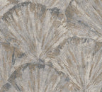 Mustertapete Muscheldesign Grau-Gold Abstrakt - 10,05 m x 0,53 m