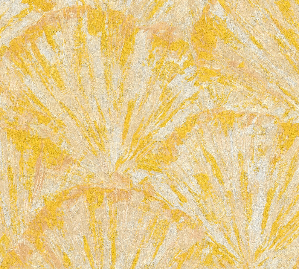 Mustertapete Muscheldesign Gelb-Gold Abstrakt - 10,05 m x 0,53 m