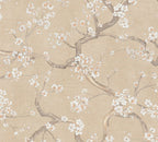Mustertapete Kirschblütenzweige Beige-Gold Japanisch - 10,05 m x 0,53 m
