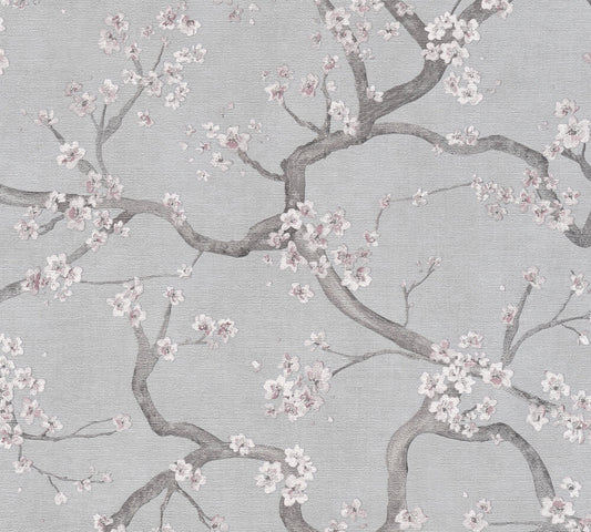Livingwalls Metropolitan Stories Hot Spots Paula - Valle del Jerte Kirschblüten Grau - 10,05 m x 0,53 m