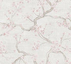 Mustertapete Kirschblütenzweige Hellgrau-Rosa Japanisch - 10,05 m x 0,53 m