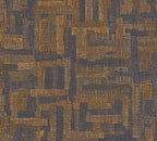 Mustertapete Leinengeflecht Blau-Gold Abstrakt - 10,05 m x 0,53 m