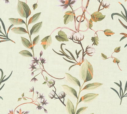 Mustertapete Zarte Zweige Grün Beige - 10,05 m x 0,53 m