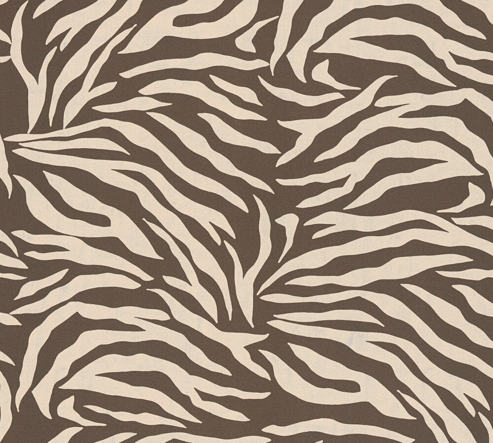 Mustertapete Zebra Muster Braun Beige - 10,05 m x 0,53 m