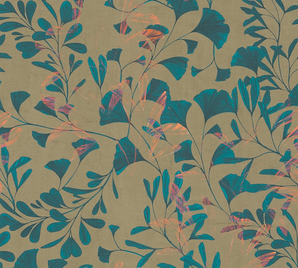 Livingwalls Anna D'Andrea  Blätterranke Braun Blau - 10,05 m x 0,53 m
