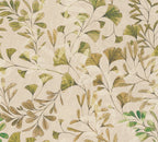 Mustertapete Ginkgo Blätter Beige Grün - 10,05 m x 0,53 m