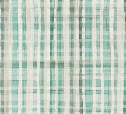 Strukturtapete Aquarell-Karo Türkis-Grau