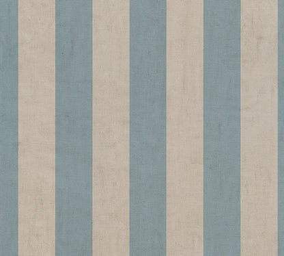 Mustertapete Blockstreifen Blau-Beige - 10,05 m x 0,53 m