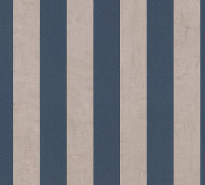 Mustertapete Blockstreifen Marine-Beige - 10,05 m x 0,53 m