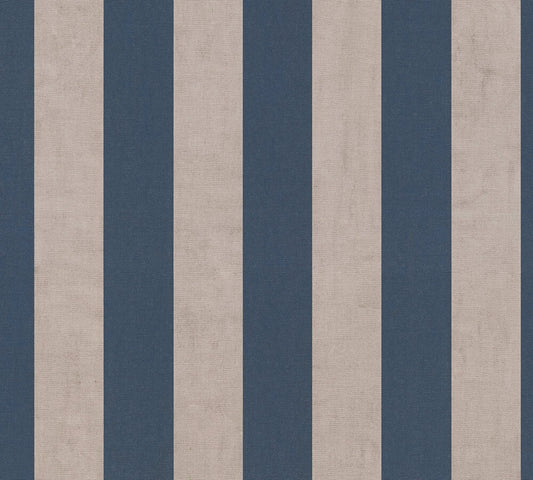 Strukturtapete Blockstreifen Marine-Beige
