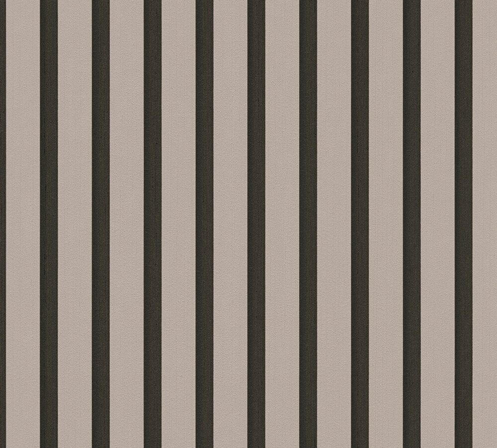 Mustertapete Holzlatten-Optik Taupe & Schwarz - 10,05 m x 0,53 m