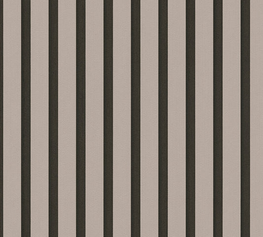 Strukturtapete Holzlatten-Optik Taupe & Schwarz