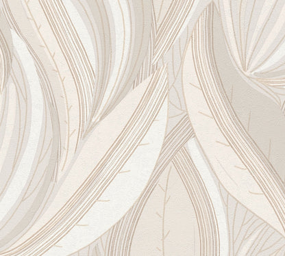 Livingwalls Metropolitan Stories Hot Spots Nils - Waikiki Beach Blätter Creme - 10,05 m x 0,53 m