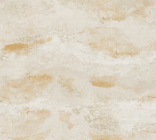 Strukturtapete Wolkenstruktur Creme-Gold Abstrakt