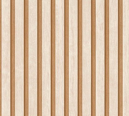 Mustertapete Holzlamellen Hellbraun - 10,05 m x 0,53 m