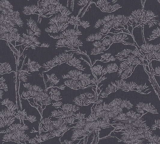 Livingwalls Vibes & Styles Lin - Zen Branches Bäume Blau - 10,05 m x 0,53 m