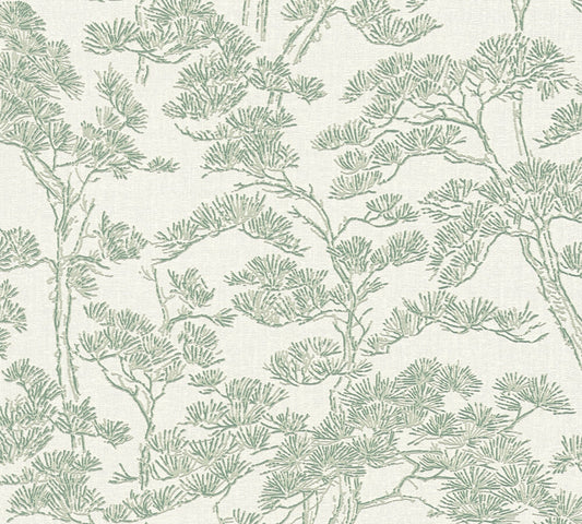 Livingwalls Vibes & Styles Lin - Zen Branches Bäume Grün - 10,05 m x 0,53 m