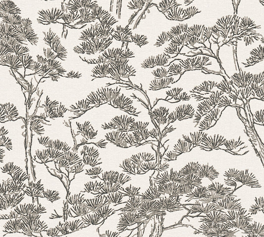 Livingwalls Vibes & Styles Lin - Zen Branches Bäume Weiß - 10,05 m x 0,53 m