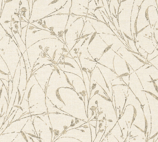 Strukturtapete Wildblumen Cremebeige