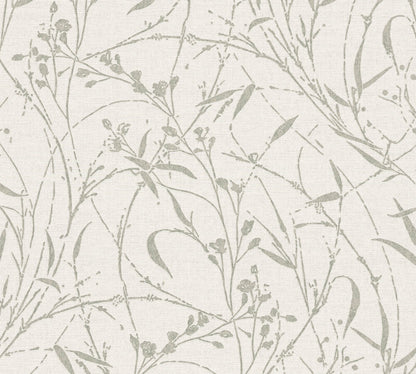 Livingwalls Vibes & Styles Fee - Wild Free Wildblumen Creme Grün - 10,05 m x 0,53 m