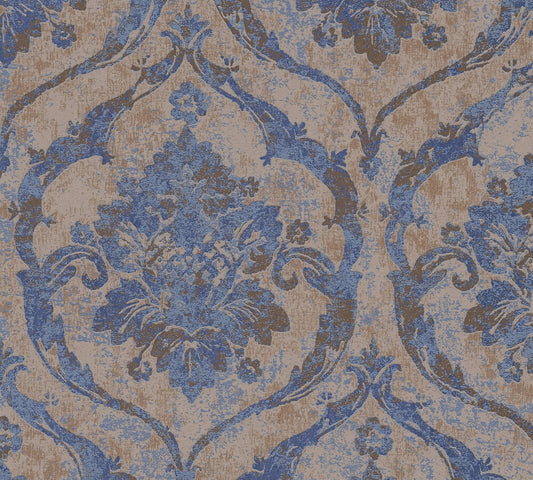 Livingwalls Vibes & Styles Davide - Maison Du Temps Ornament Blau - 10,05 m x 0,53 m