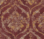 Mustertapete Barock-Ornament Weinrot-Gold - 10,05 m x 0,53 m